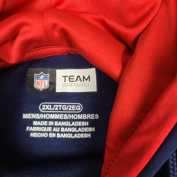 NWT NFL Team Apparel New England Patriots Mens Logo Wordmark Hoodie 2XL Navy $70 - Picture 7 of 10